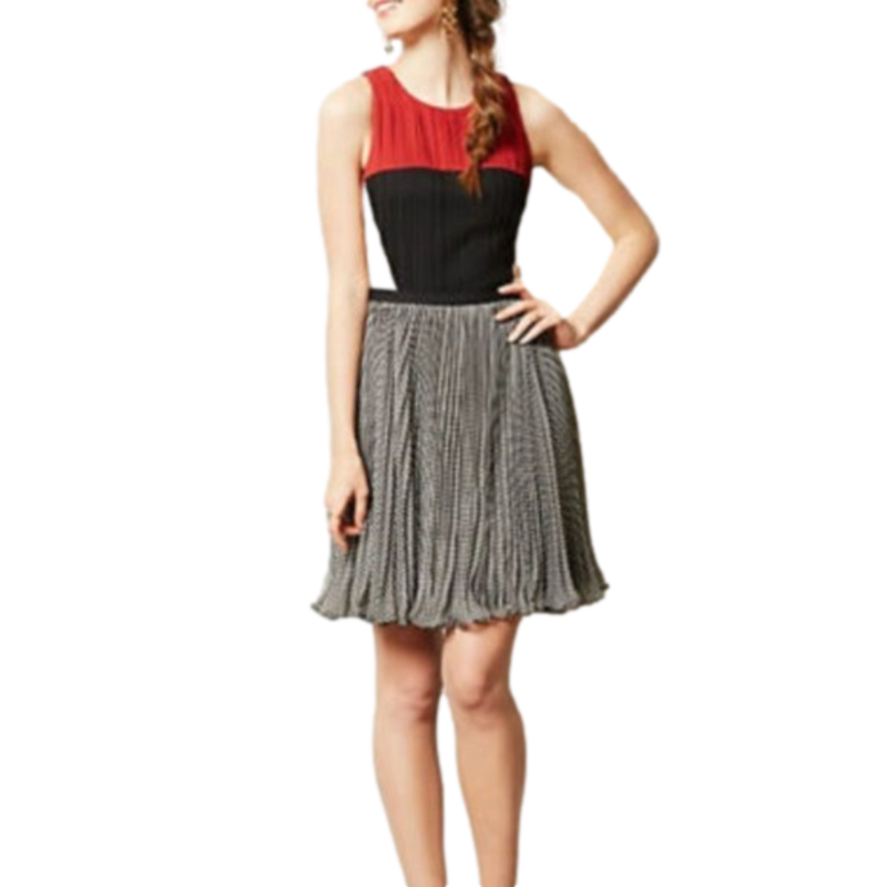 Greylin Anthropologie Margot Colour Block Pleated A-line Dress